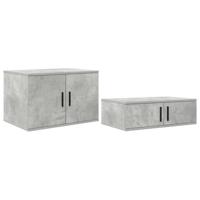 Opbergbedframe Beton Grijs 244 x 127 x 53.5 cm Bewerkt hout - thumbnail