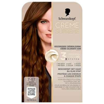 Schwarzkopf Creme Supreme Crèmekleuring 7-57 Donker Koperblond Schwarzkopf Creme Supreme Crèmekleuring 7-57 Donker Koperblond