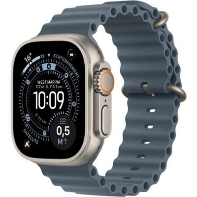 Apple Watch Ultra 3 GPS + Cellular - 49 mm - Natuurlijke titanium kast - Ankerblauwe OceanBand-armband