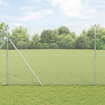 VidaXL Afrasteringspaal zilver 10 x 1,6 m (13 mm gaas) staal
