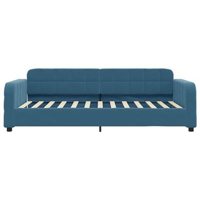Slaapbank met onderschuifbed 80x200 cm fluweel blauw