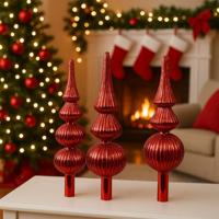 Piek glas L7b7,2h31 cm kerstrood a3 Decoris - Decoris - thumbnail