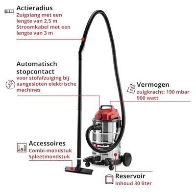 Einhell TC-VC 3055 SA 2342250 Nat- en droogzuiger 30 l