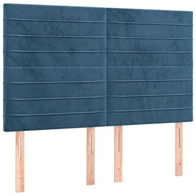 vidaXL Boxspring met matras en LED fluweel donkerblauw 140x200 cm, bed, boxspringbed, tweepersoonsbed, slaapmeubel, boxspring bed, bed met matras
