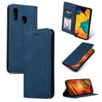 Retro huid voelen Business magnetische horizontale Flip lederen case voor Samsung Galaxy A20 & A30 (marineblauw) - thumbnail