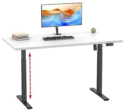 VCM Elektrisch verstelbaar bureau E-Lona (Wit/zwart, 140 x 50 cm)