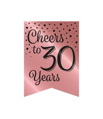 Verjaardagsslinger Vaandel 30 Jaar Roze/Zwart (6m)