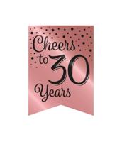 Verjaardagsslinger Vaandel 30 Jaar Roze/Zwart (6m) - thumbnail