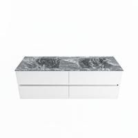 MONDIAZ VICA-DLUX 150cm badmeubel onderkast Talc 4 lades. Inbouw wastafel CLOUD dubbel 2 kraangaten, kleur Lava. - thumbnail