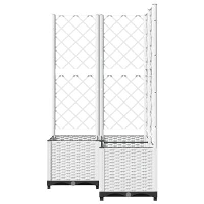 VidaXL Plantenbak met latwerk 80x80x136 cm polypropeen wit