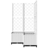 VidaXL Plantenbak met latwerk 80x80x136 cm polypropeen wit - thumbnail