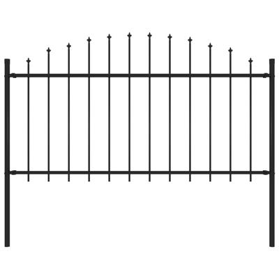 Tuinhek met speren bovenkant (1,25-1,5)x1,7 m staal zwart