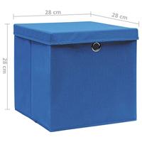 VidaXL Opbergboxen met deksel 4 st 28x28x28 cm blauw - thumbnail