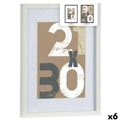 Muurfotlijst Gift Decor Wit Glas Hout MDF 30 x 40 cm (6 Stuks)