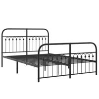 Bedframe met hoofd- en voeteneinde metaal zwart 140x200 cm - thumbnail