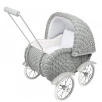 Houten poppenwagen Vintage Grijs"" - thumbnail