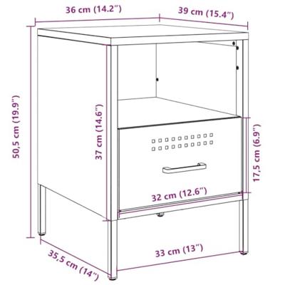 Nachtkastjes 2 st 36x39x50,5 cm koudgewalst staal olijfgroen