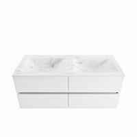 MONDIAZ VICA-DLUX 120cm badmeubel onderkast Talc 4 lades. Inbouw wastafel CLOUD dubbel 2 kraangaten, kleur Opalo. - thumbnail