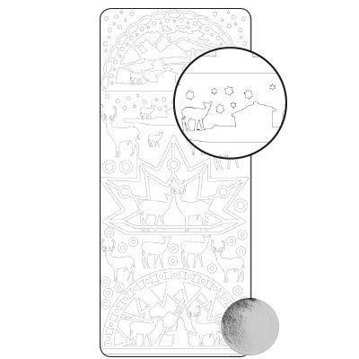 Vaessen Creative • sticker 10x23cm 10pcs zilver diverse kerstfiguren