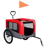 VidaXL Fietstrailer en hondenwagen 2-in-1 rood en grijs - thumbnail