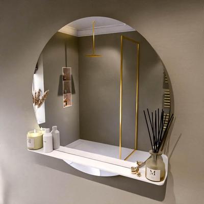 MONDIAZ SPOT spiegel rond 100cm met Spiegelplanchet kleur Talc.