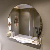 MONDIAZ SPOT spiegel rond 100cm met Spiegelplanchet kleur Talc. - thumbnail