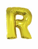 Folieballon goud letter &apos;R&apos; groot - thumbnail