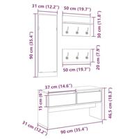 4-delige Garderobe set bewerkt hout zwart - thumbnail