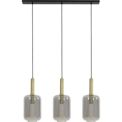 Light & Living Eettafel hanglampLekar 3x E27 - messing met smoke glas - 2946184