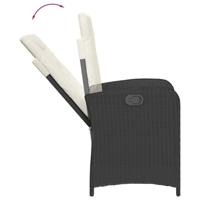 Tuinstoelen 2 st verstelbaar met kussens poly rattan zwart - thumbnail