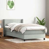 Boxspring met matras fluweel lichtgrijs 90x210 cm - thumbnail