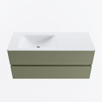 MONDIAZ VICA 110cm badmeubel onderkast Army 2 lades. Wastafel CLOUD links zonder kraangat, kleur Talc. - thumbnail