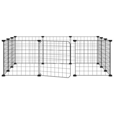 VidaXL Huisdierkooi met 12 panelen en deur, zwart 35x35 cm staal