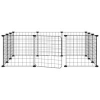 VidaXL Huisdierenkooi met deur 12 panelen 35x35 cm staal zwart - thumbnail