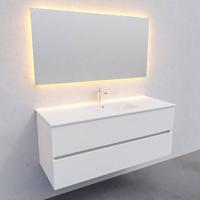 Badkamermeubel BWS Helsinki 120x46cm Keramiek Midden Mat Wit 2 Laden (1 kraangat) - thumbnail