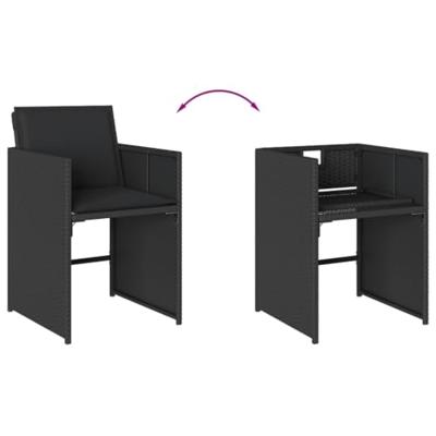 Tuinstoelen 4 st met kussens poly rattan zwart - thumbnail