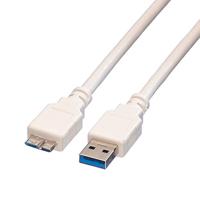 VALUE USB 3.2 Gen 1 kabel, A ST - Micro B ST, wit, 3 m - thumbnail