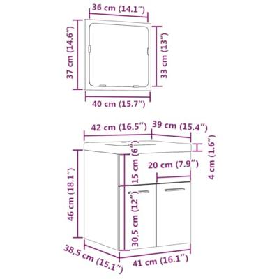 3-delige Badkamermeubelset bewerkt hout betongrijs