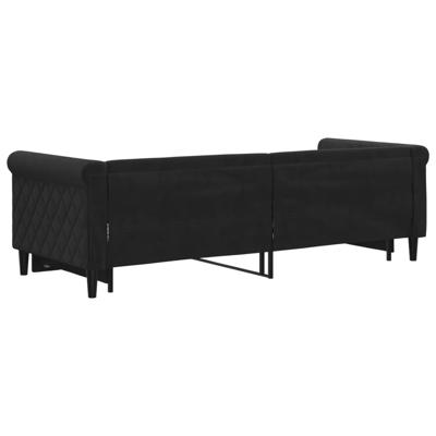 Slaapbank met onderschuifbed 90x190 cm fluweel zwart