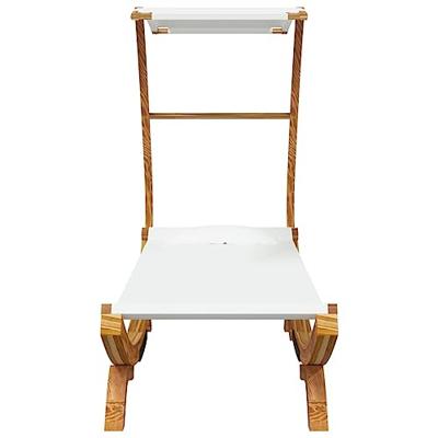 VidaXL Loungebed met luifel 100x190x134 cm massief gebogen hout crème VidaXL Loungebed met luifel 100x190x134 cm massief gebogen hout crème