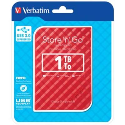 Verbatim Store n Go 1 TB Externe harde schijf (2,5 inch) USB-A 3.2 Gen 1 Rood 53203 Verbatim Store n Go 1 TB Externe harde schijf (2,5 inch) USB-A 3.2 Gen 1 Rood 53203