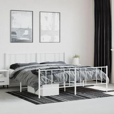 Bedframe met hoofd- en voeteneinde metaal wit 200x200 cm