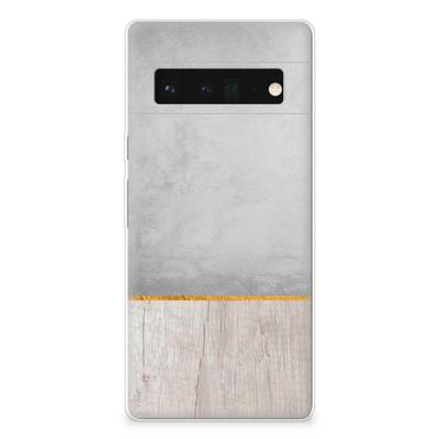 Google Pixel 6 Pro | Bumper Hoesje | Wood Concrete