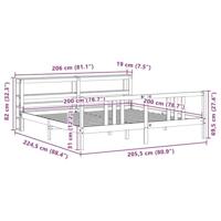 Bedframe met hoofdbord massief grenenhout 200x200 cm - thumbnail