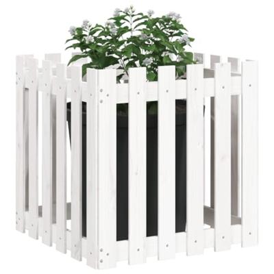 Plantenbak met hekontwerp 60x60x60 cm massief grenenhout wit Plantenbak met hekontwerp 60x60x60 cm massief grenenhout wit