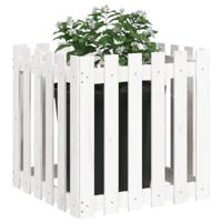 Plantenbak met hekontwerp 60x60x60 cm massief grenenhout wit - thumbnail