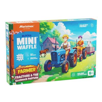 MARIOINEX Mini Waffle Farmer-bouwstenen Tractoren en een prachtige weide, 110 onderdelen