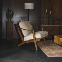 Dutchbone Fauteuil 'Washington' Mangohout en geweven stof - thumbnail