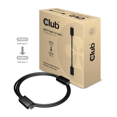 Club 3D USB 3.1 Type-C PD kabel 0,8 m. / 2,6 ft. 10 Gbps, 4K60Hz, Power Delivery