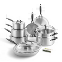 Venice Pro Noir 14-delige set hoogwaardig 3-laags roestvrij staal - thumbnail